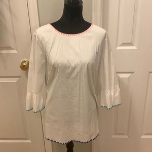 Talbot Multicolor Border Bell Sleeve Blouse- Size 1X